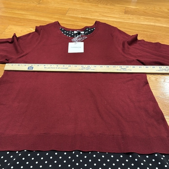 NWT Croft & Barrow women’s sweater burgundy with black with polka dots size 1X. - Picture 5 of 8